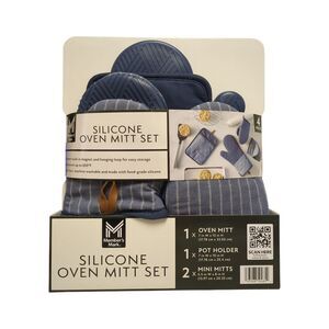 Indigo - Member's Mark 4pk Yarn Dyed Silicone Oven Mitt, Pot Holder, Mini Mitt S